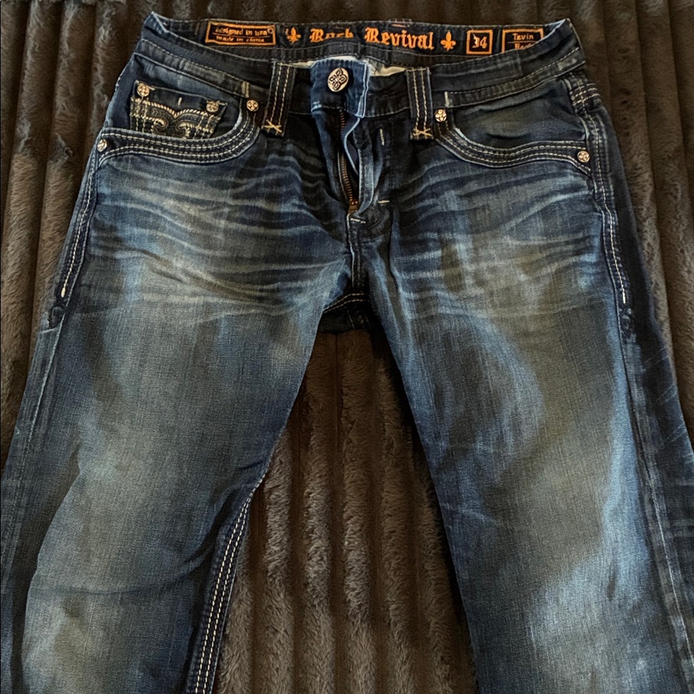 Rock Revival Men's Dark Blue Relaxed Jeans